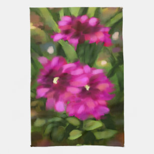 Donkerroze Dahlia Bloemen Bloem Groen Theedoek