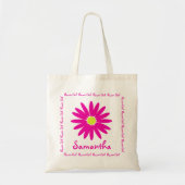 Donkerroze Daisy Bloemenmeisje Tote Bag (Voorkant)