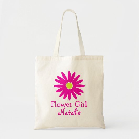Donkerroze Daisy met  tekst Tote Bag (Voorkant)