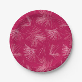 Donkerroze dennenboomnaalden papieren bordje