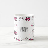 Donkerroze dog bot graffiti stijl persoonlijke fil koffiemok (Center)