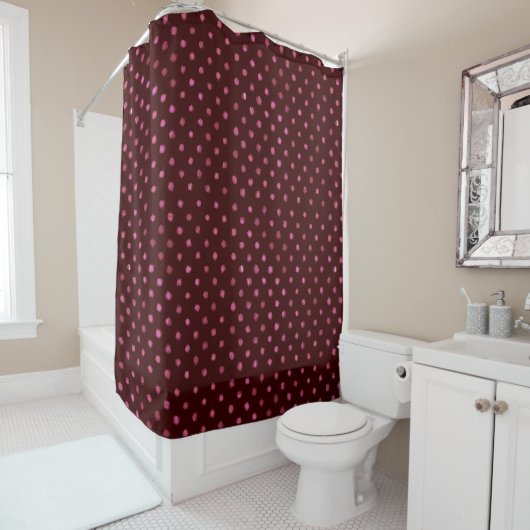 Donkerroze dotty Shower Curtain Douchegordijn (In situ)