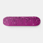 Donkerroze druppelaar glitter persoonlijk skateboard (Horizontaal)