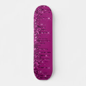 Donkerroze druppelaar glitter persoonlijk skateboard (Voorkant)