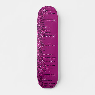 Donkerroze druppelaar glitter persoonlijk skateboard