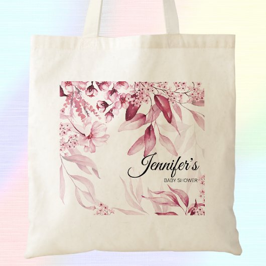 Donkerroze Elegant Fine Art Florals Baby shower Tote Bag