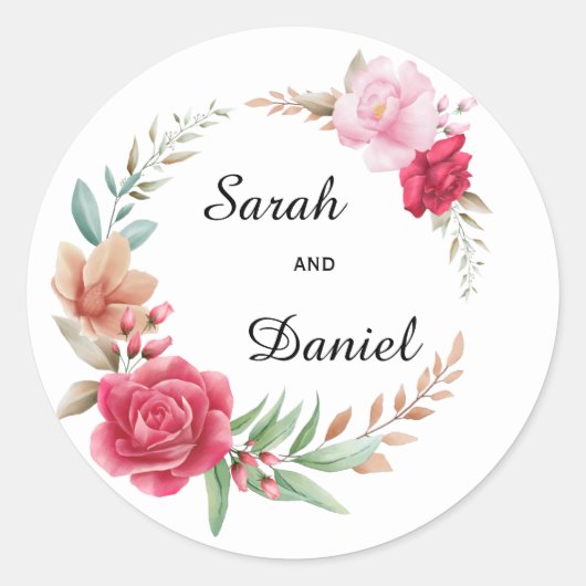 Donkerroze en licht roze Roos Blush Envelope Seal Ronde Sticker (Voorkant)