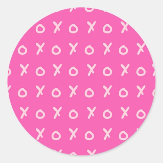 Donkerroze en lichtroze X O XO Trendy Cute Ronde Sticker (Voorkant)