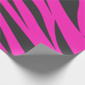 Donkerroze en witte zebrastrepen Dierenprint Cadeaupapier (Hoek)