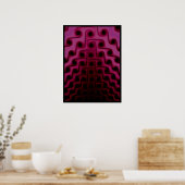 Donkerroze en zwart Abstract patroon Poster (Keuken)