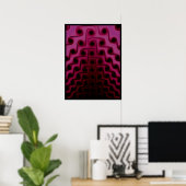 Donkerroze en zwart Abstract patroon Poster (Thuiskantoor)