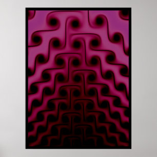 Donkerroze en zwart Abstract patroon Poster