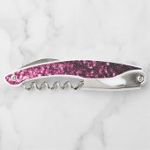 Donkerroze faux glitter fonkelt Monogram Kurkentrekker (Achterkant)