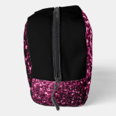 Donkerroze faux glitter fonkelt zwart Monogram Toilettasje (Rechts)