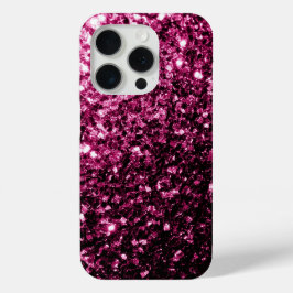Donkerroze faux glitter sparkles bling iPhone 15 pro case
