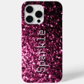 Donkerroze faux glitters schittert Jouw tekst Case-Mate iPhone Case (Achterkant)