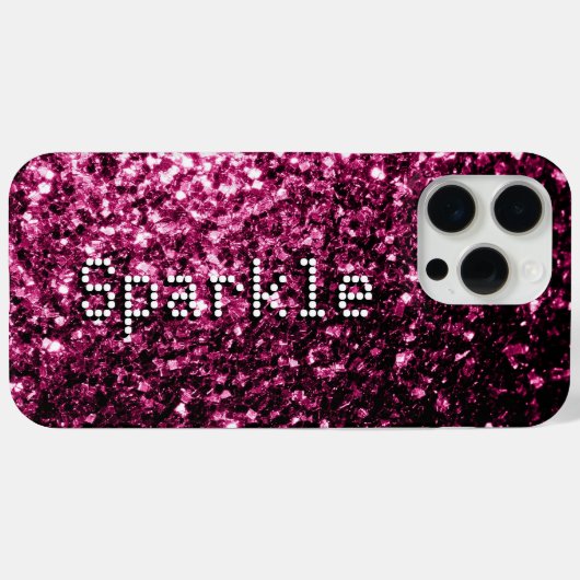Donkerroze faux glitters schittert Jouw tekst Case-Mate iPhone Case (Achterkant (horizontaal))