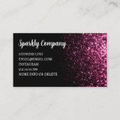 Donkerroze faux sparkle zwart elegante QR-code Visitekaartje (Voorkant)