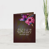 donkerroze geel bloemenbruiloft vouwuitnodiging notitiekaartje (Voorkant)