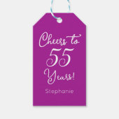 Donkerroze gejuich voor 55 jaar 55ste verjaardag cadeaulabel (Voorkant)