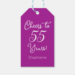 Donkerroze gejuich voor 55 jaar 55ste verjaardag cadeaulabel