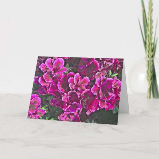 Donkerroze Geraniums Kaart (Voorkant)