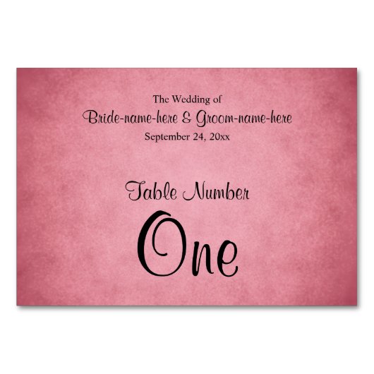 Donkerroze gevlekte patroon trouwtafel nummer kaart (Voorkant)
