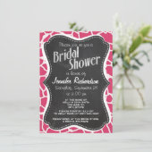 Donkerroze Giraffe Animal Print; schoolbord Kaart (Staand voorkant)