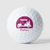 Donkerroze Golfkart met unieke voornaam in cluster Golfballen (Voorkant)
