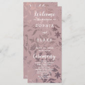 Donkerroze goud en bloemen-huwelijksprogramma (Voorkant / Achterkant)