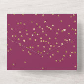 Donkerroze gouden glam Confetti All In One Uitnodiging (Achterkant)