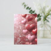 Donkerroze Harten Valentijns's Groet Briefkaart (Staand voorkant)