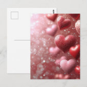 Donkerroze Harten Valentijns's Groet Briefkaart (Voorkant / Achterkant)