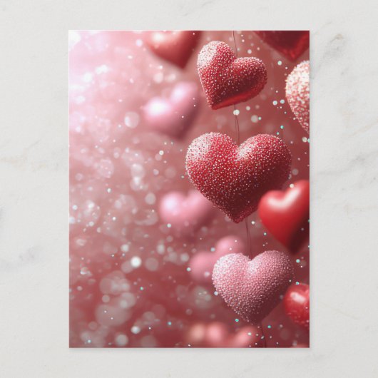 Donkerroze Harten Valentijns's Groet Briefkaart (Voorkant)