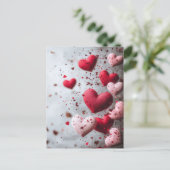 Donkerroze Harten Valentijns's Groet Briefkaart (Staand voorkant)