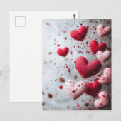 Donkerroze Harten Valentijns's Groet Briefkaart (Voorkant / Achterkant)