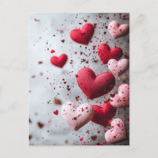 Donkerroze Harten Valentijns's Groet Briefkaart (Voorkant)