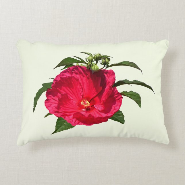 Donkerroze hibiscus accent kussen (Voorkant)