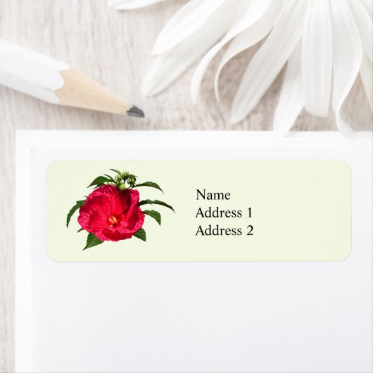 Donkerroze hibiscus etiket (Insitu)