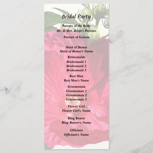 Donkerroze hibiscus programmakaart (Achterkant)