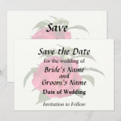 Donkerroze Hibiscus Save The Date (Voorkant / Achterkant)