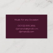 Donkerroze hoofdtelefoon DJ's Visitekaartje (Achterkant)