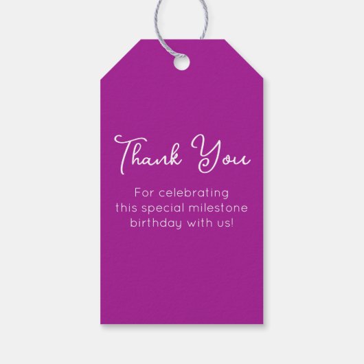 Donkerroze juichen voor 80 jaar verjaardag gunst cadeaulabel (Achterkant)