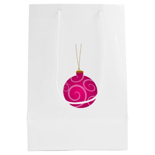 Donkerroze kersttas met gemiddelde cadeau medium cadeauzakje (Achterkant)