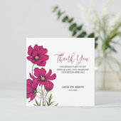 Donkerroze kosmos Bloemen Dank u Bedankkaart (Staand voorkant)