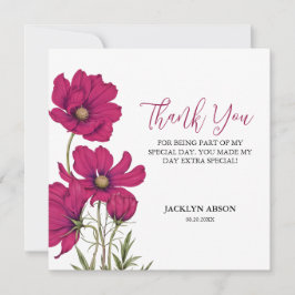 Donkerroze kosmos Bloemen Dank u Bedankkaart