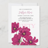 Donkerroze Kosmos Bloemen Fabulous Verjaardag Kaart (Voorkant)