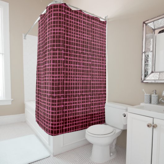 Donkerroze Lattice Pattern Shower Curtain Douchegordijn (In situ)