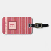  donkerroze lichte perzikkleurlijnen bagagelabel (Voorkant horizontaal)