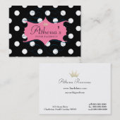 donkerroze Lijst op zwarte en witte pooldots Visitekaartje (Voorkant / Achterkant)